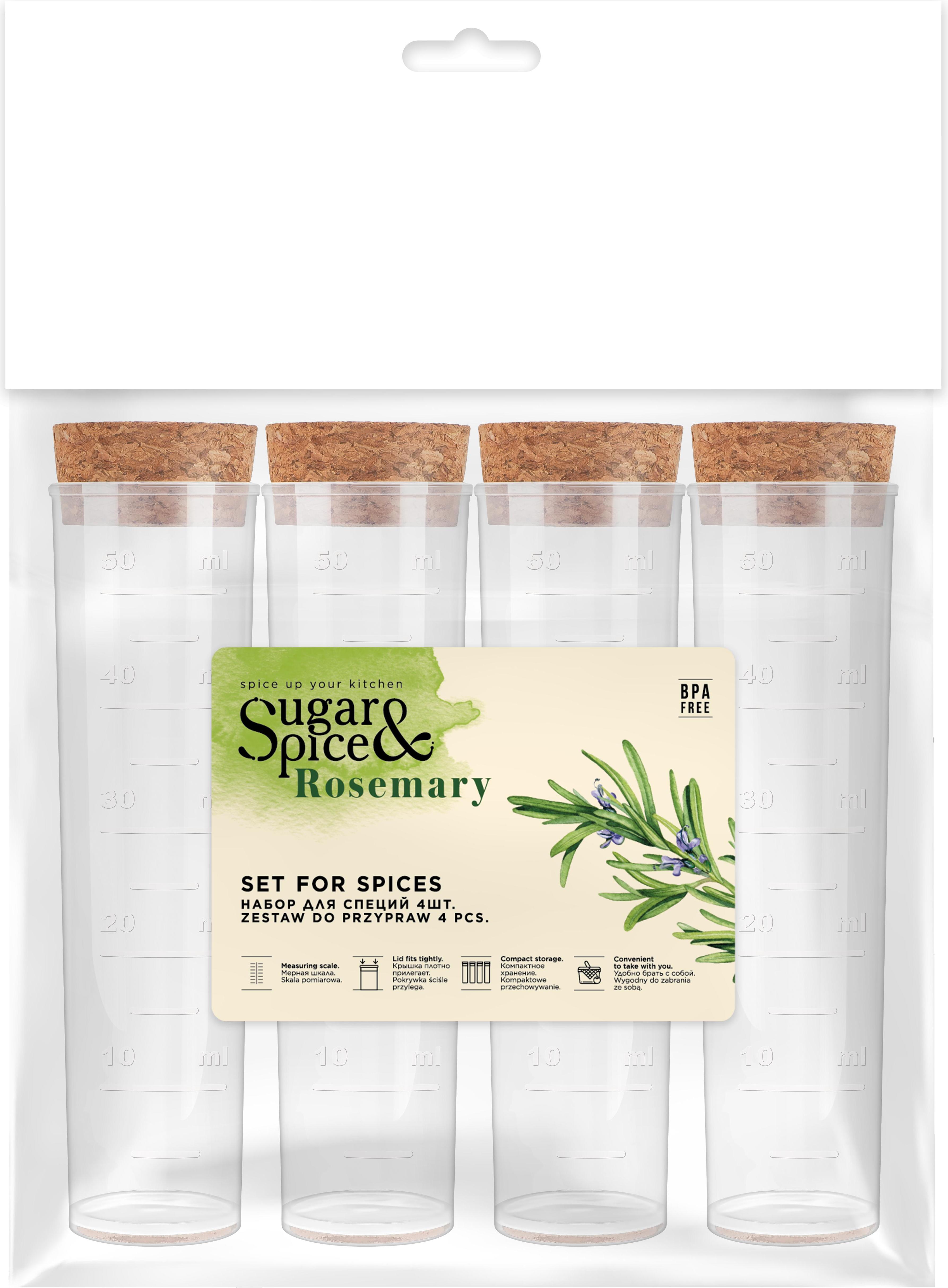 Набор для специй Sugar&Spice Rosemary 4 шт. с пробковыми крышками SE105312996 (16) (W)