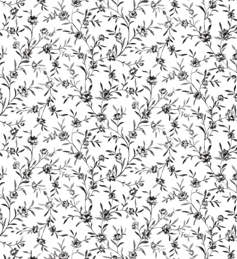 Клеёнка столовая Декорама 140см x 20мтр - Листья (чёрные на белом) 214E (A) (W)